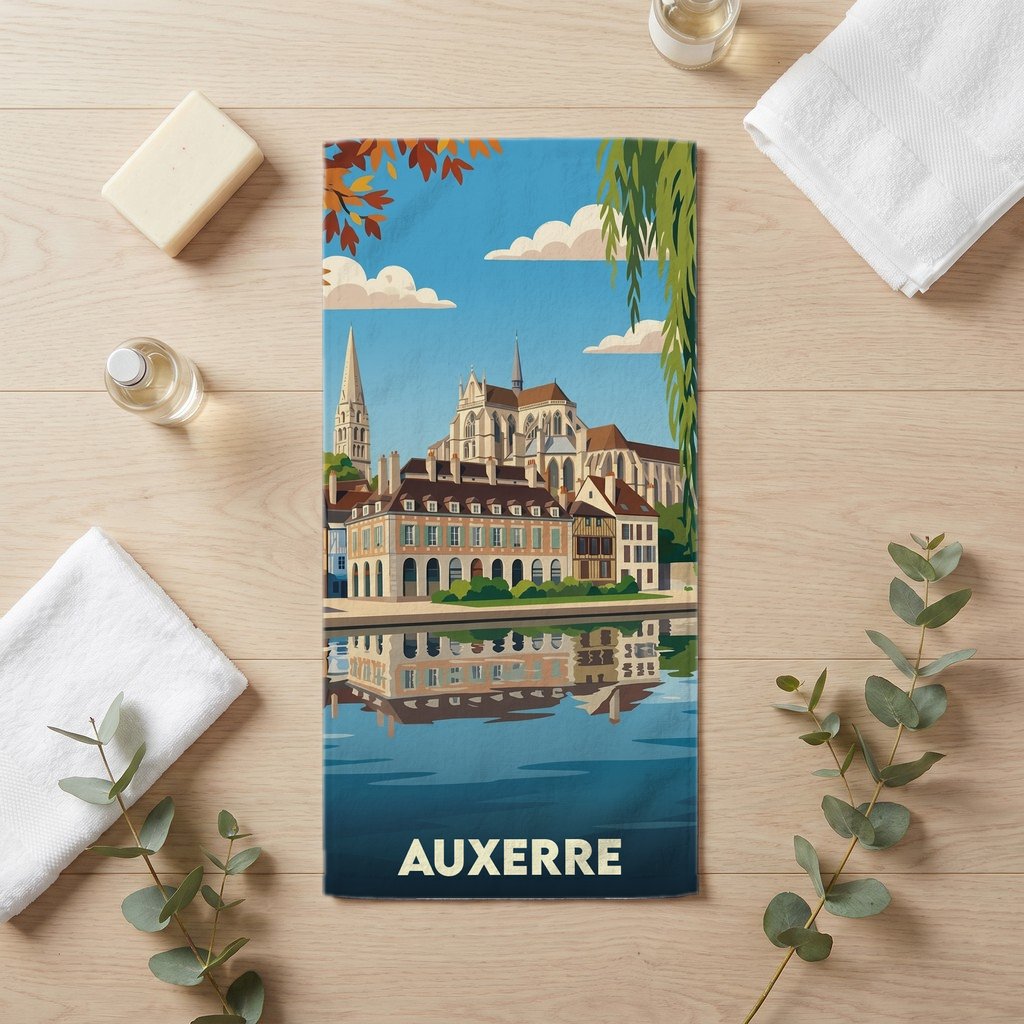 Serviette de bain 30 cm x 60 cm souvenir de Auxerre