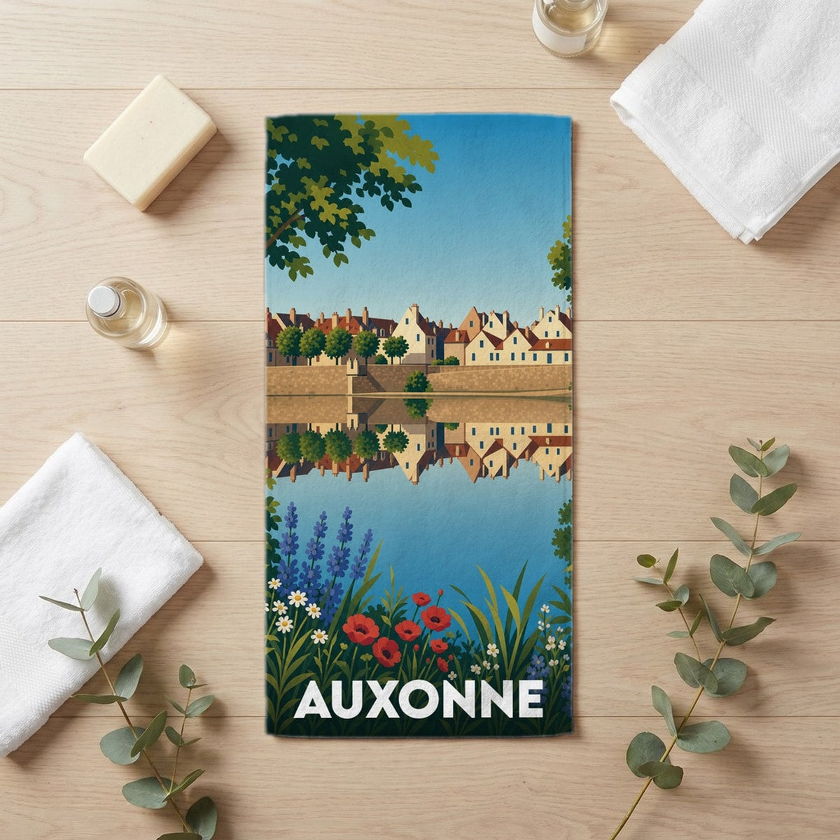 Serviette de bain 30 cm x 60 cm souvenir de Auxonne