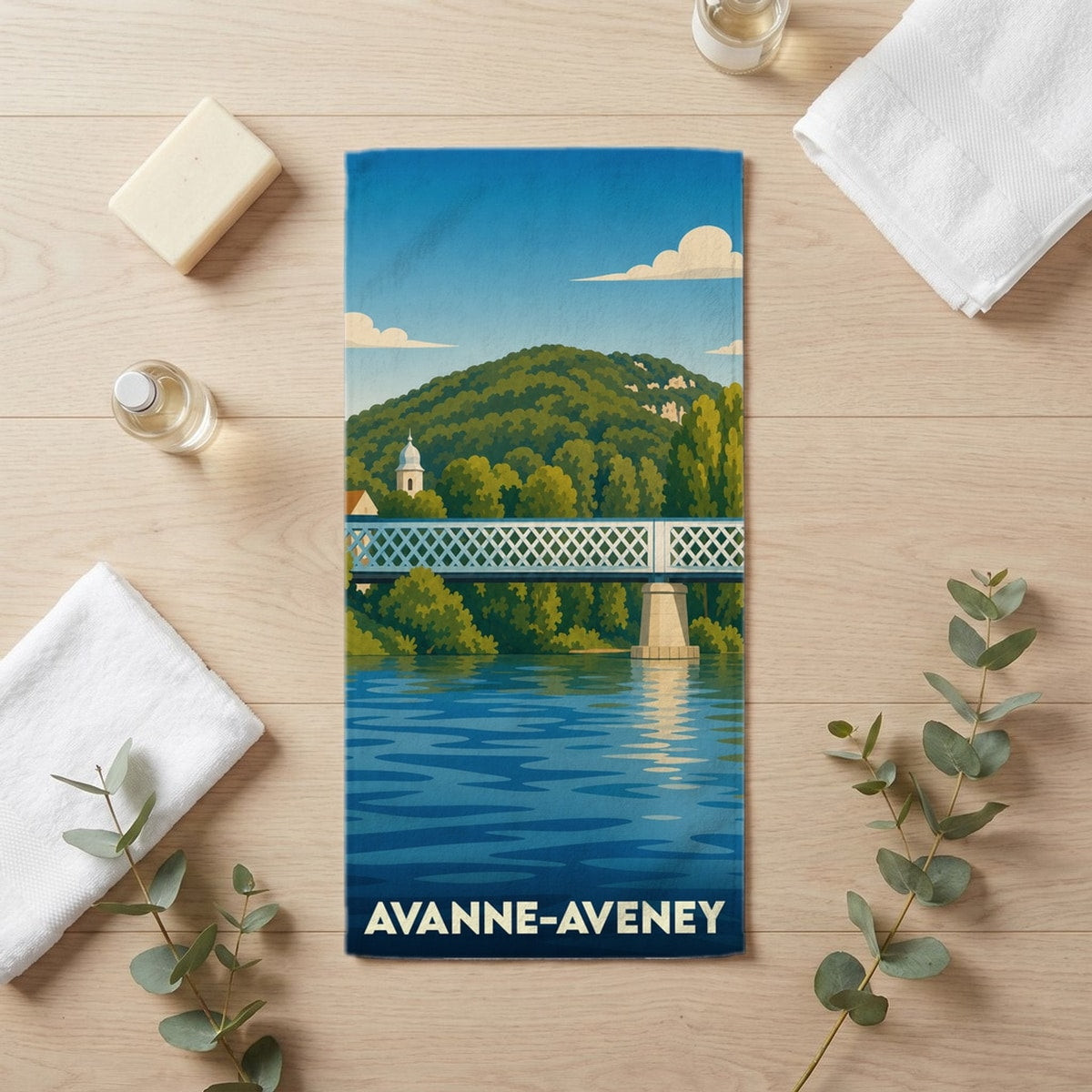 Serviette de bain 30 cm x 60 cm souvenir de Avanne-Aveney