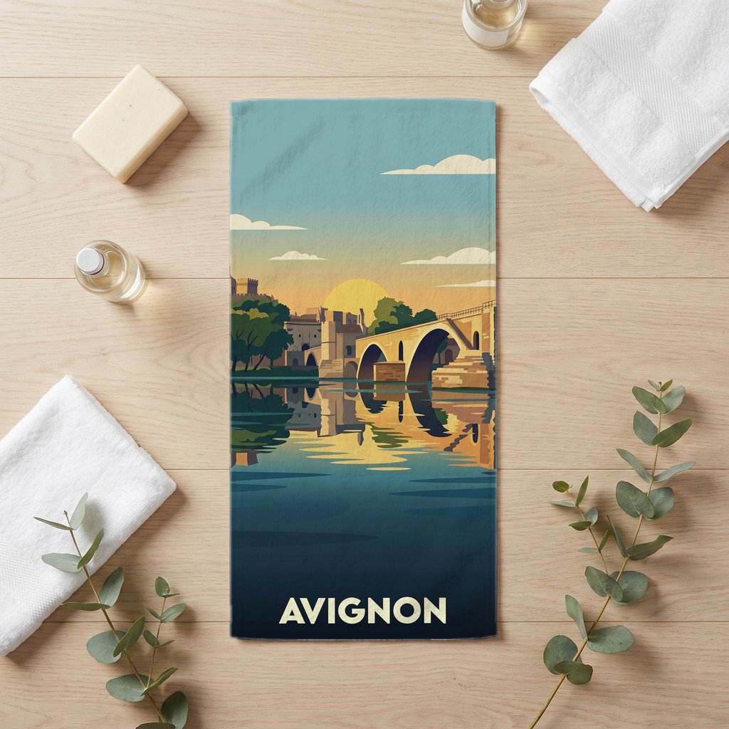 Serviette de bain 30 cm x 60 cm souvenir de Avignon