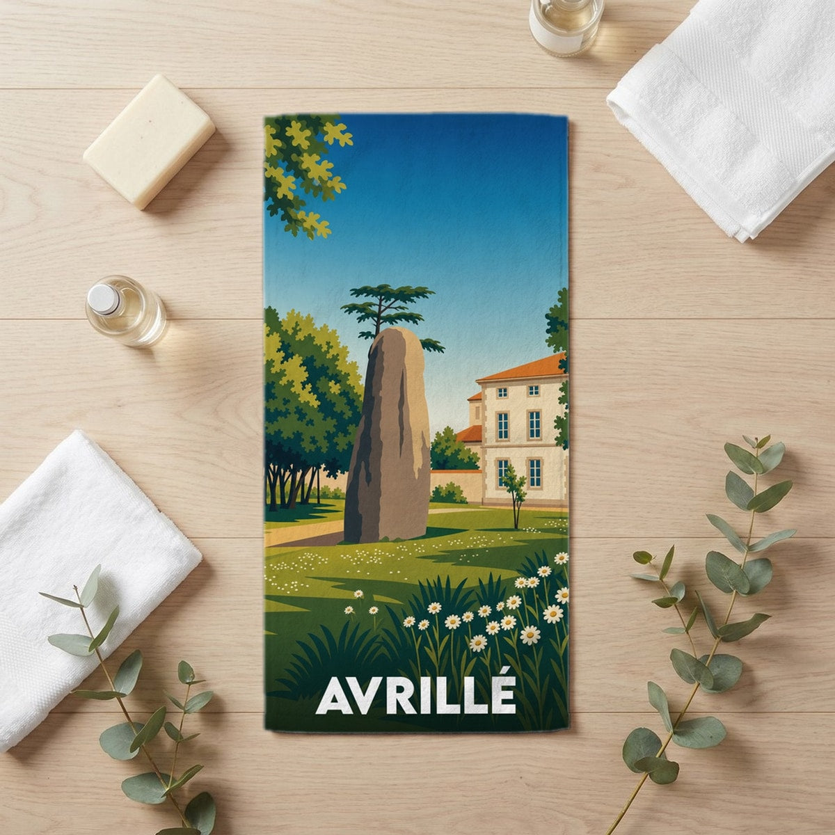Serviette de bain 30 cm x 60 cm souvenir de Avrillé