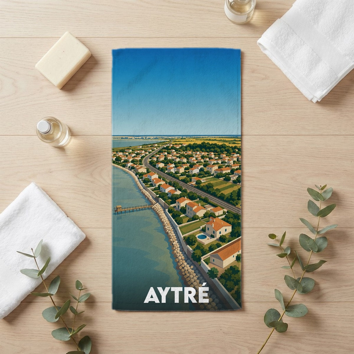 Serviette de bain 30 cm x 60 cm souvenir de Aytré