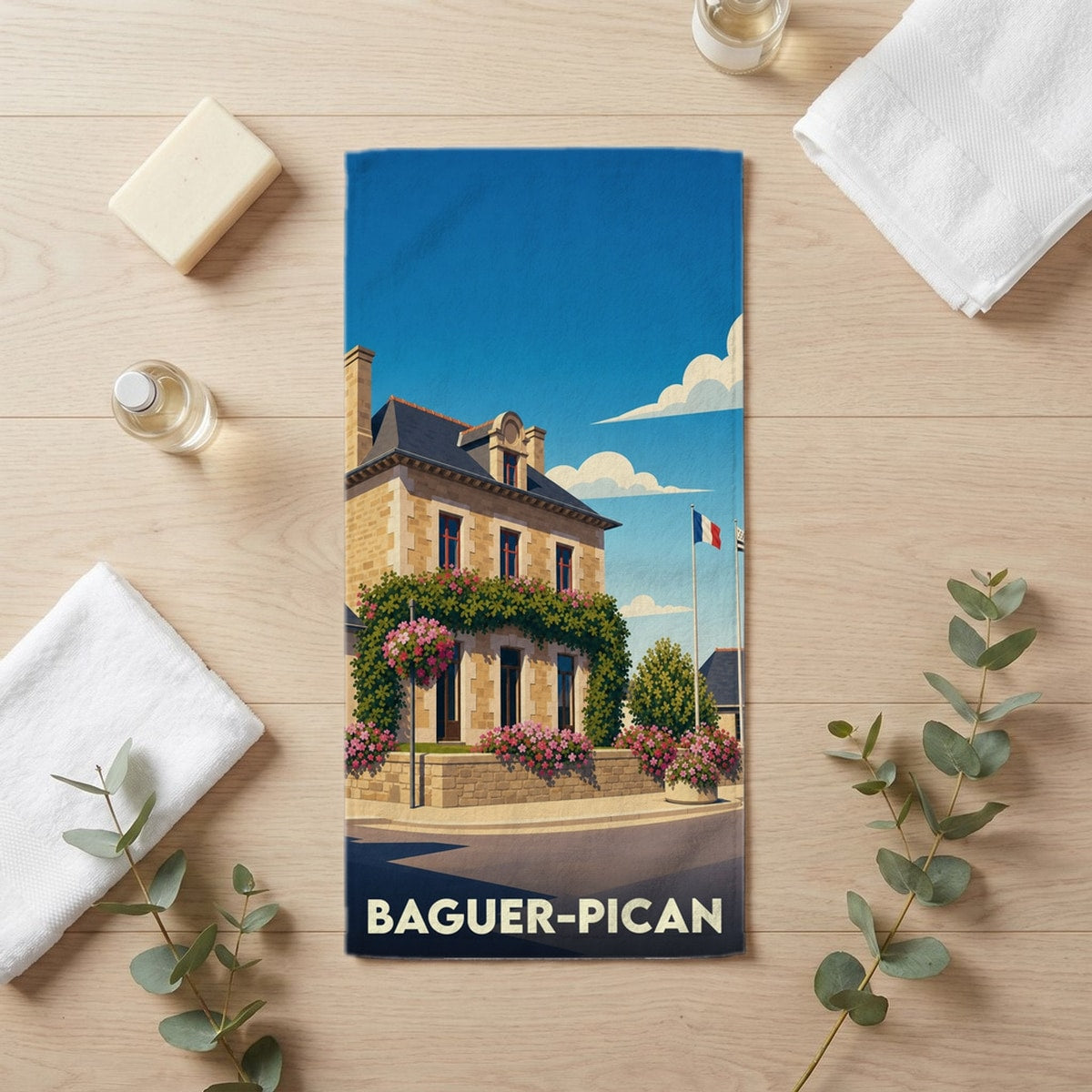 Serviette de bain 30 cm x 60 cm souvenir de Baguer-Pican