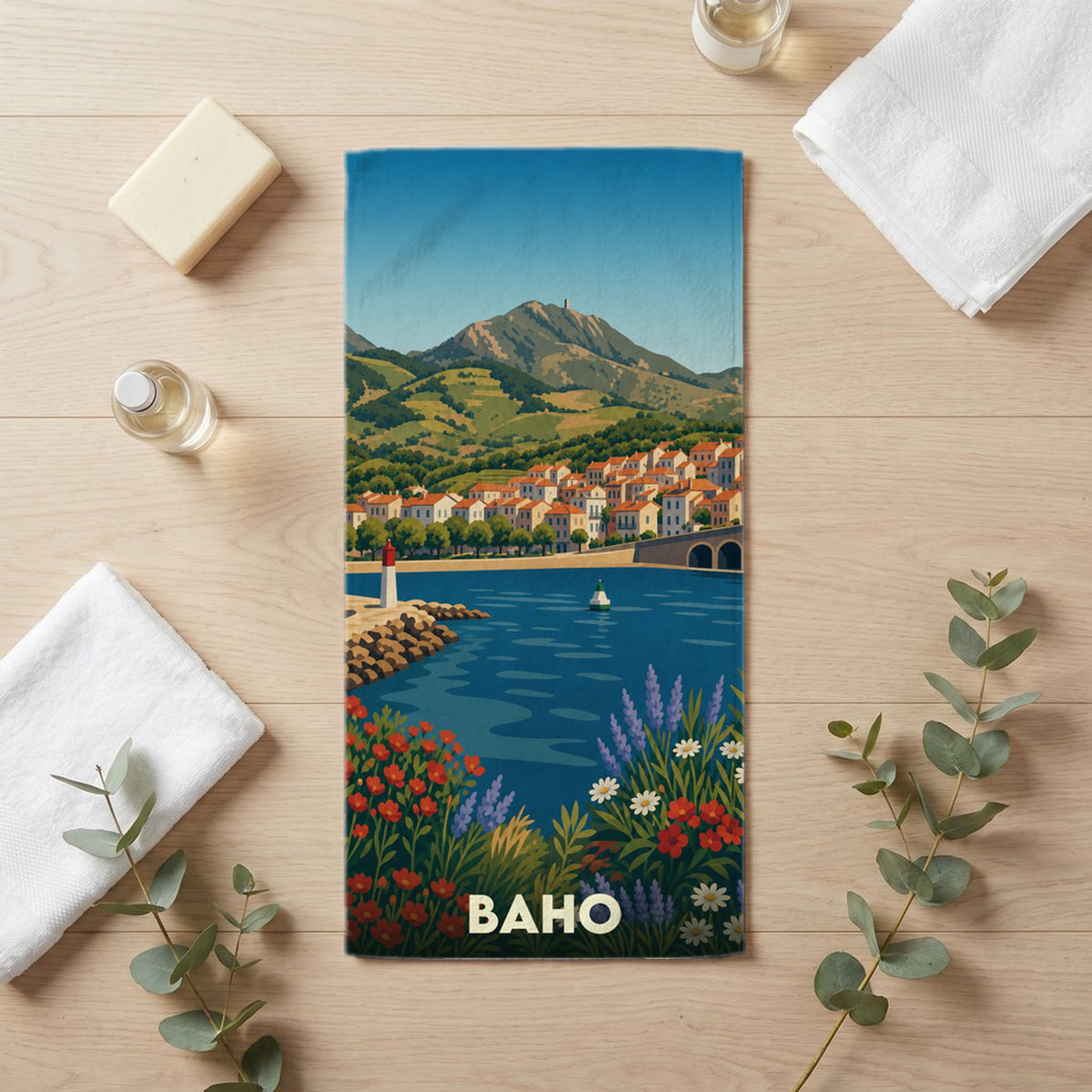 Serviette de bain 30 cm x 60 cm souvenir de Baho