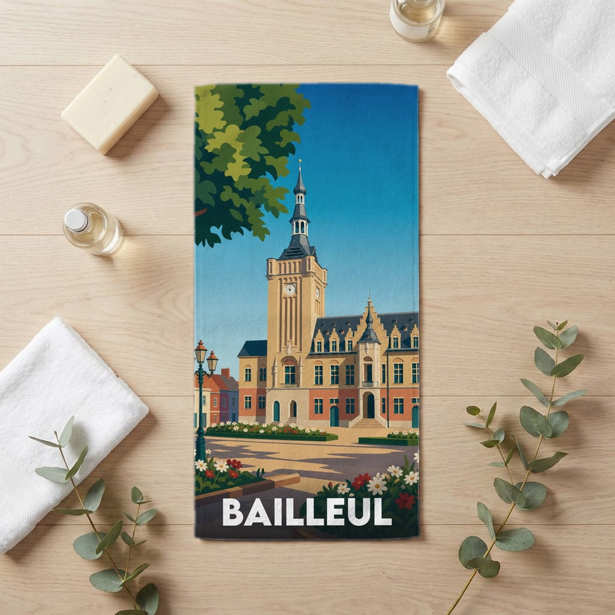 Serviette de bain 30 cm x 60 cm souvenir de Bailleul