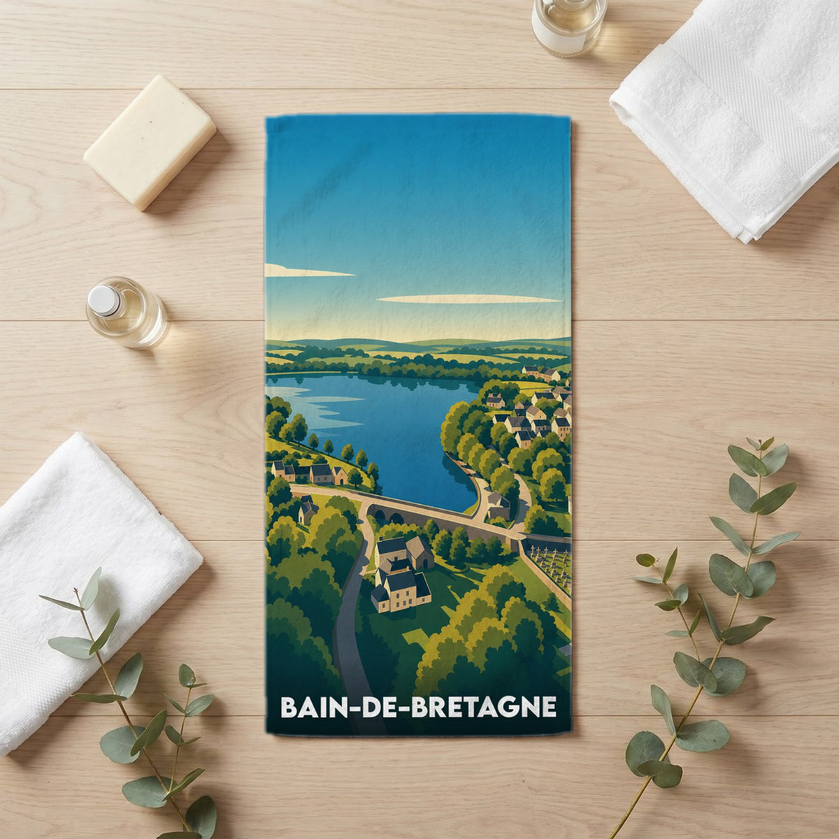 Serviette de bain 30 cm x 60 cm souvenir de Bain-de-Bretagne