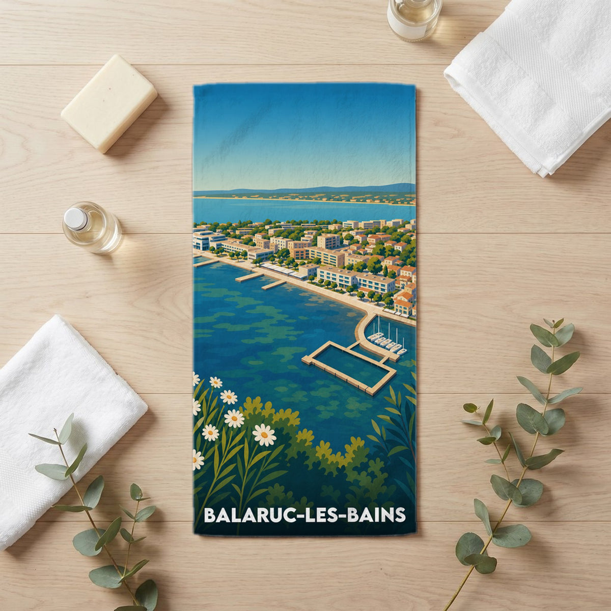 Serviette de bain 30 cm x 60 cm souvenir de Balaruc-les-Bains