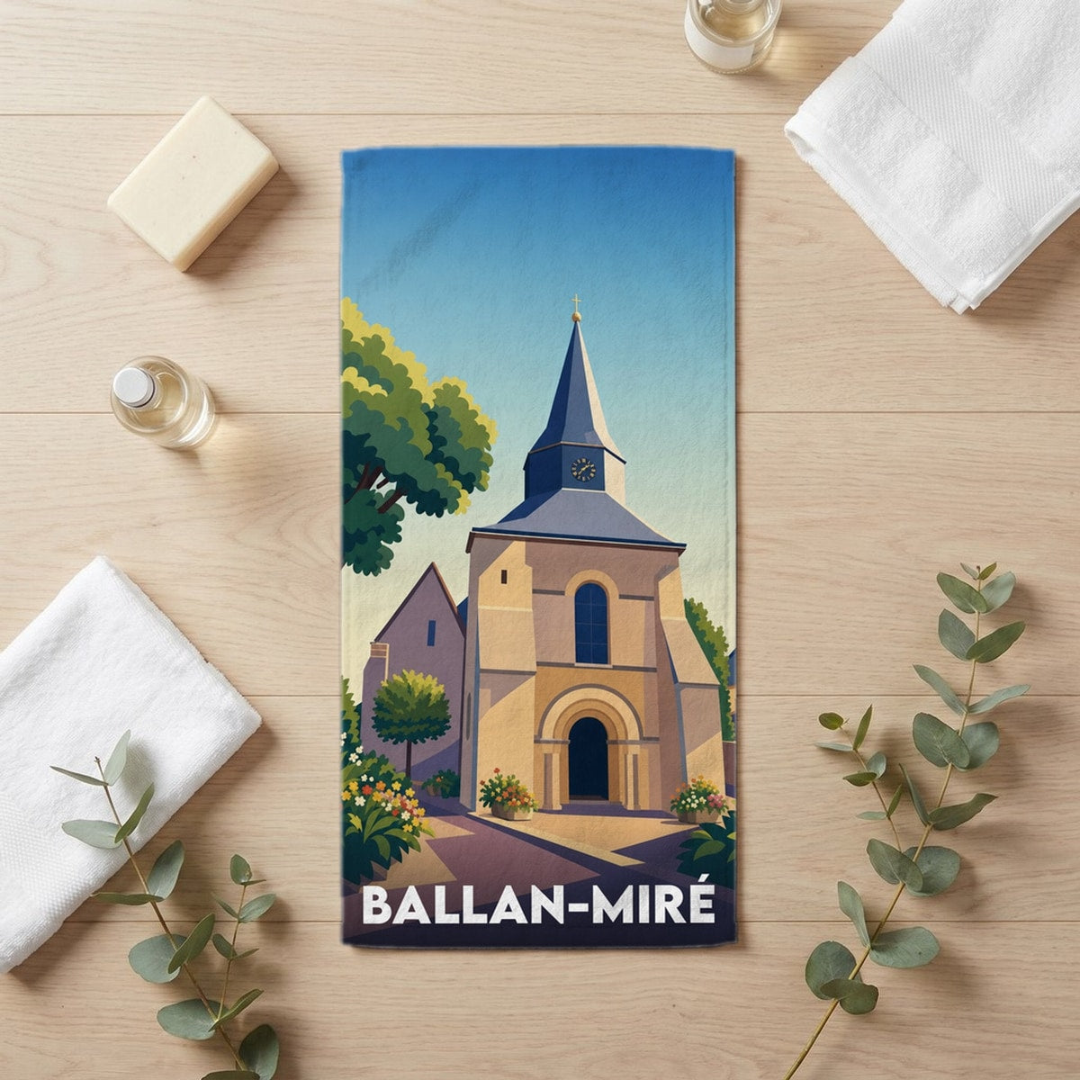 Serviette de bain 30 cm x 60 cm souvenir de Ballan-Miré