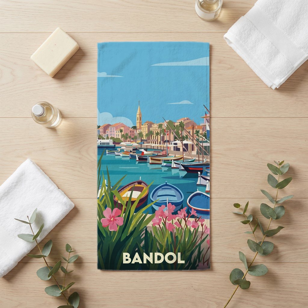 Serviette de bain 30 cm x 60 cm souvenir de Bandol