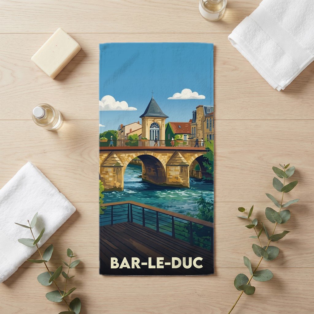 Serviette de bain 30 cm x 60 cm souvenir de Bar-le-Duc