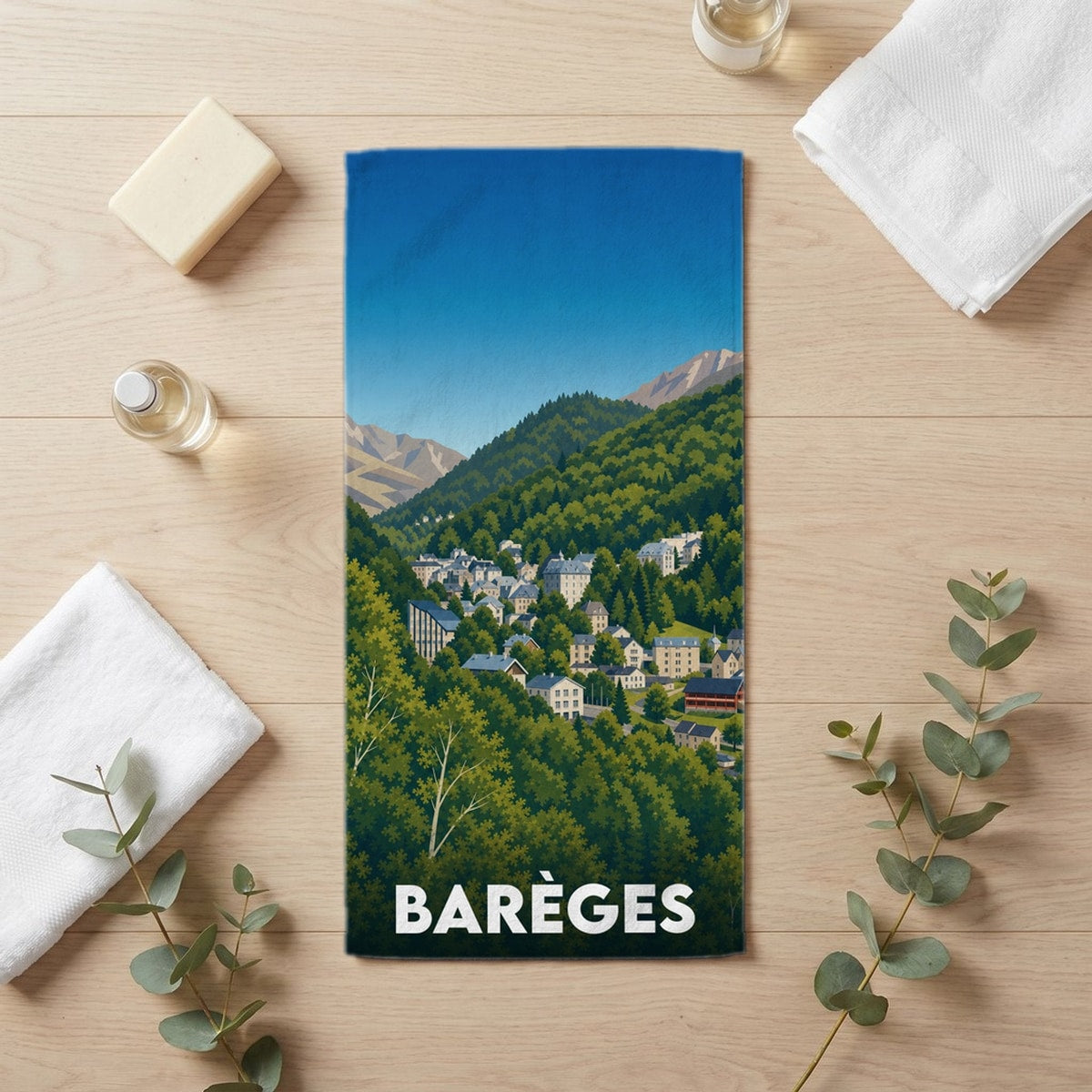 Serviette de bain 30 cm x 60 cm souvenir de Barèges