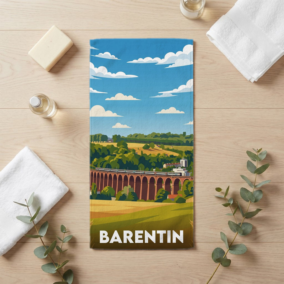 Serviette de bain 30 cm x 60 cm souvenir de Barentin