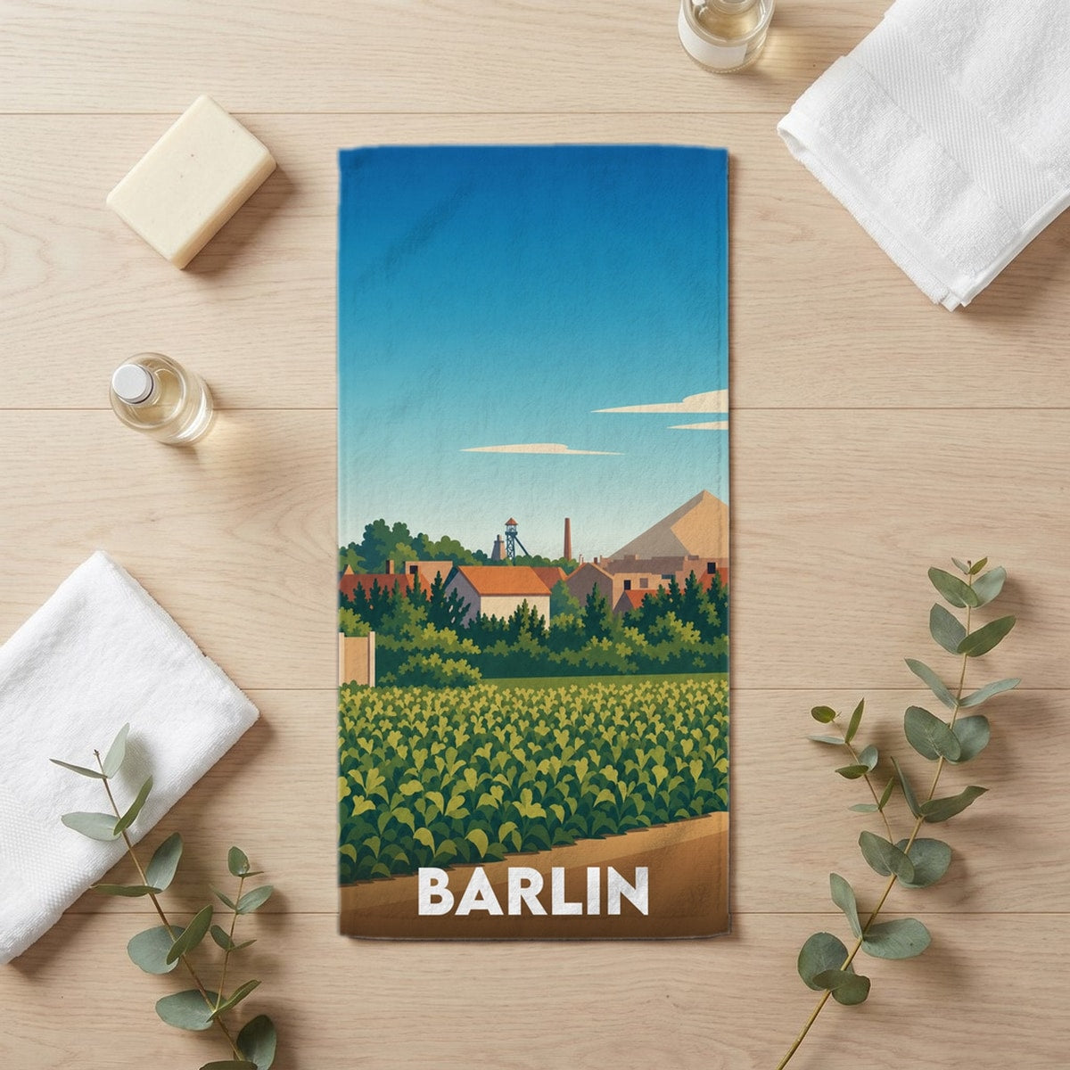 Serviette de bain 30 cm x 60 cm souvenir de Barlin