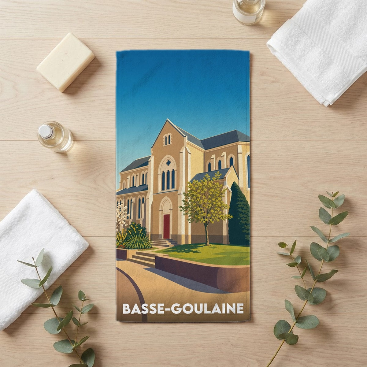 Serviette de bain 30 cm x 60 cm souvenir de Basse-Goulaine