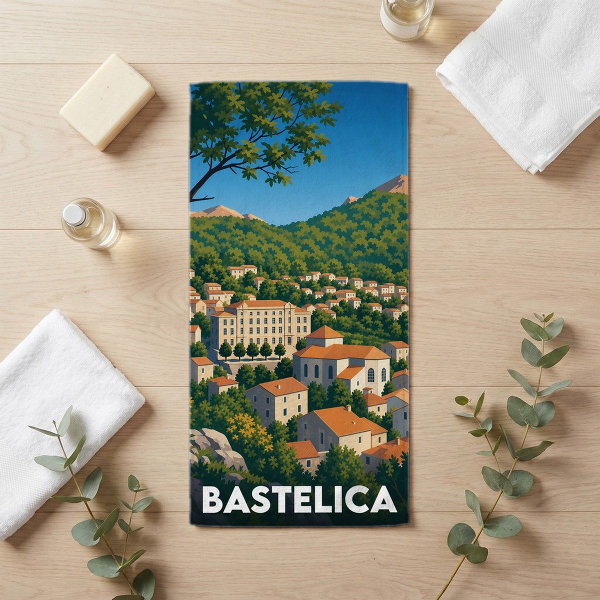 Serviette de bain 30 cm x 60 cm souvenir de Bastelica