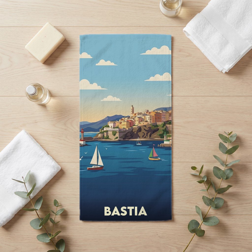 Serviette de bain 30 cm x 60 cm souvenir de Bastia