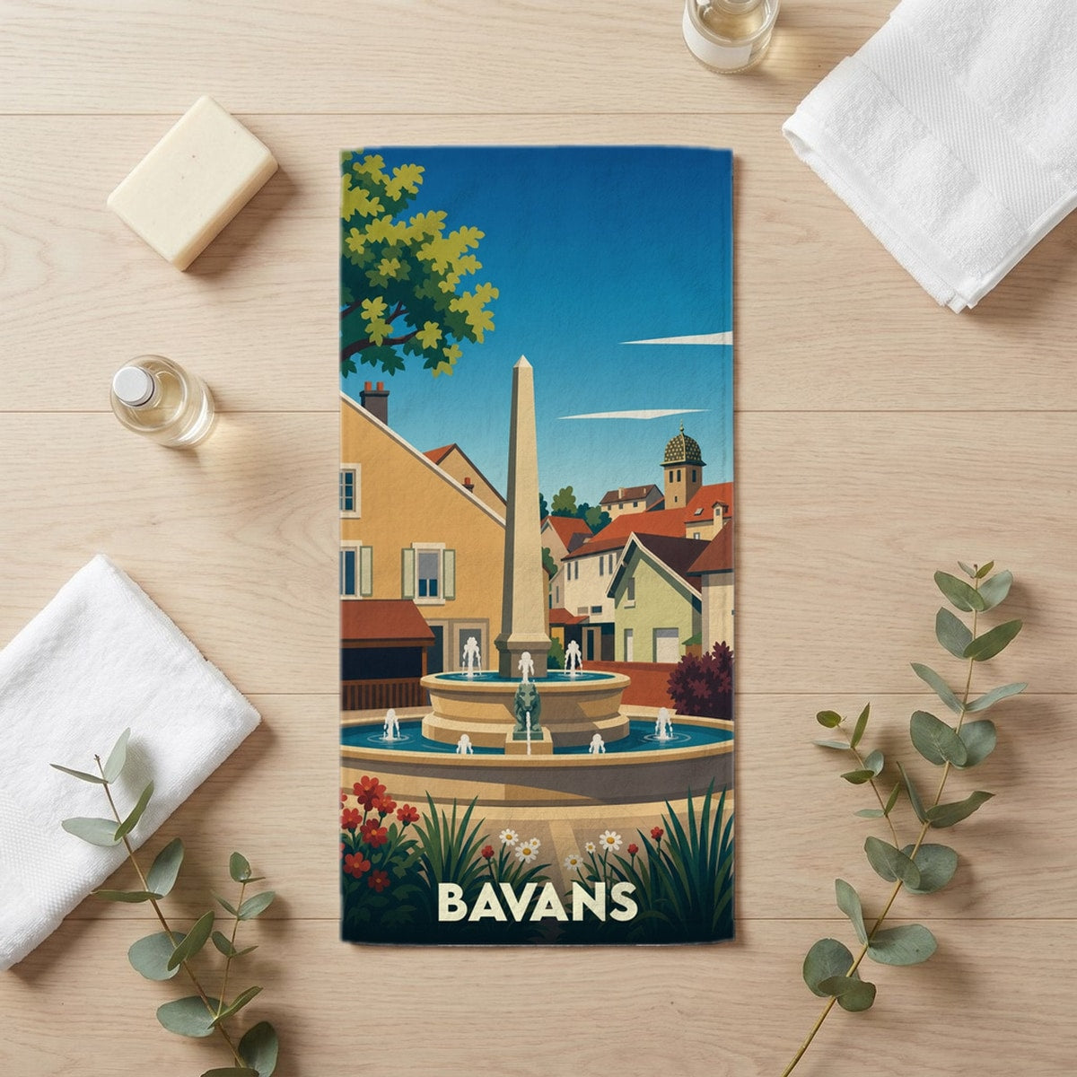 Serviette de bain 30 cm x 60 cm souvenir de Bavans