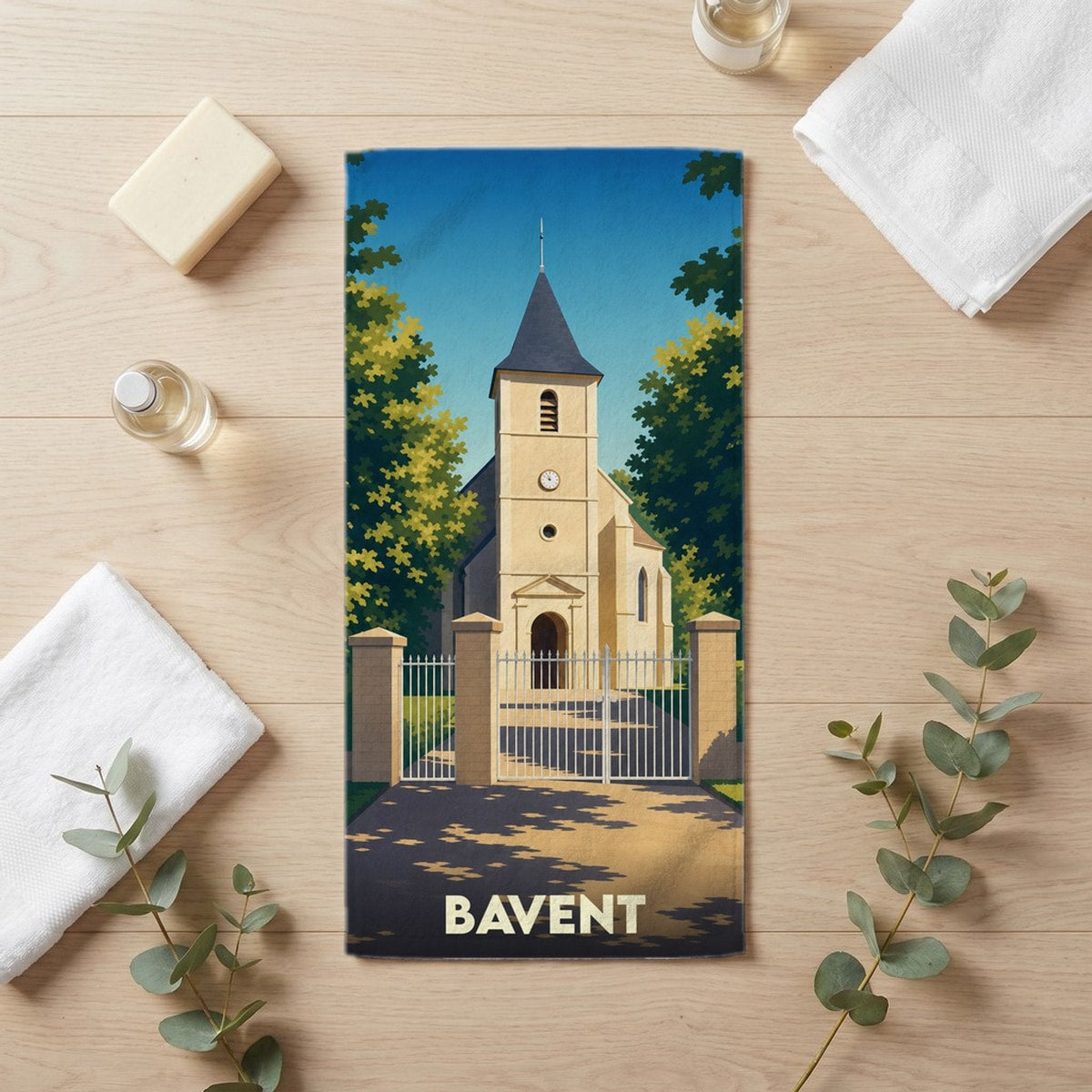 Serviette de bain 30 cm x 60 cm souvenir de Bavent