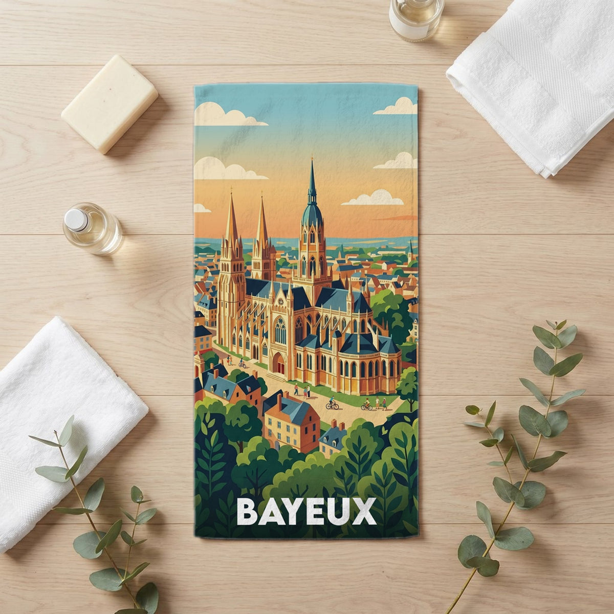Serviette de bain 30 cm x 60 cm souvenir de Bayeux