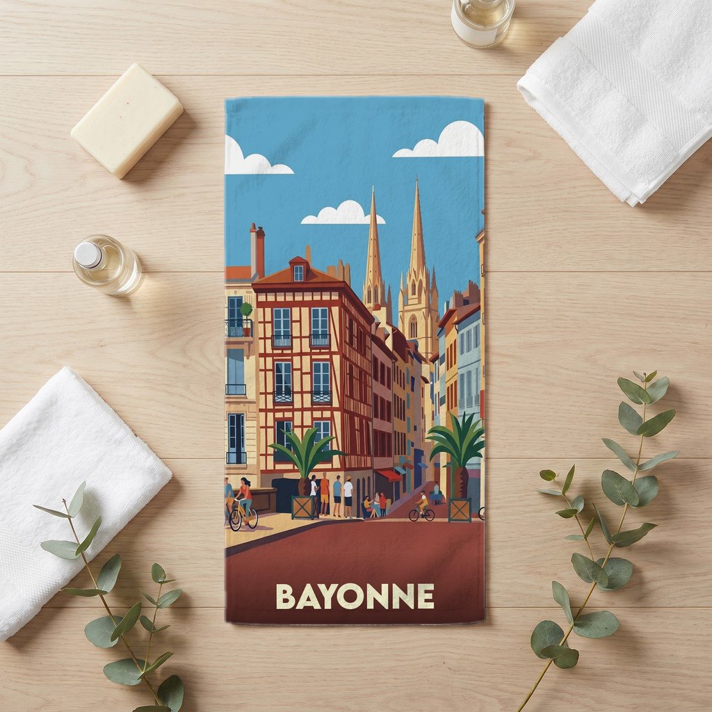 Serviette de bain 30 cm x 60 cm souvenir de Bayonne
