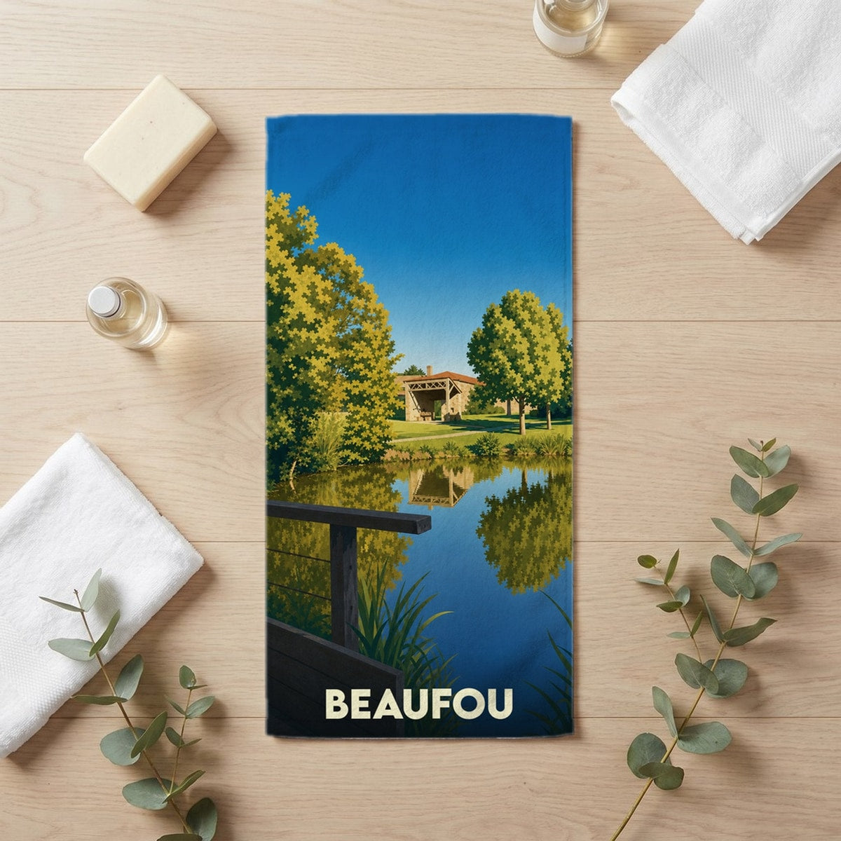 Serviette de bain 30 cm x 60 cm souvenir de Beaufou