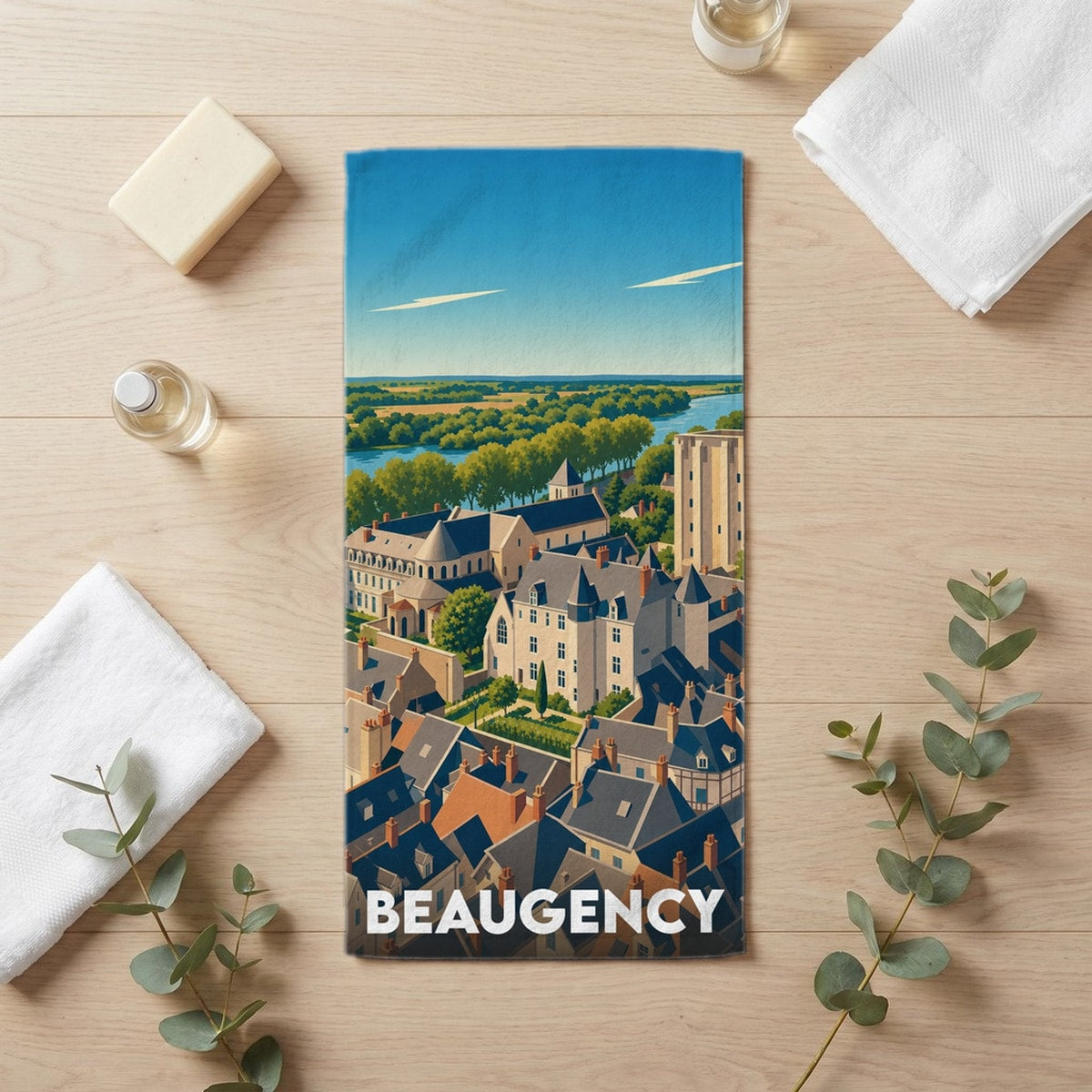 Serviette de bain 30 cm x 60 cm souvenir de Beaugency