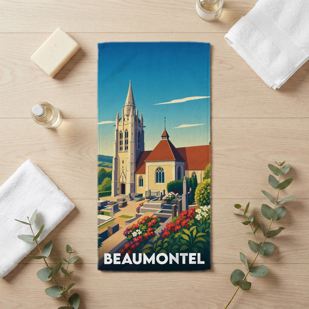 Serviette de bain 30 cm x 60 cm souvenir de Beaumontel
