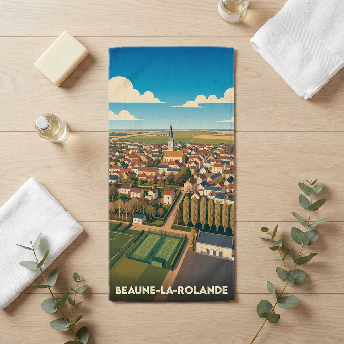 Serviette de bain 30 cm x 60 cm souvenir de Beaune-la-Rolande