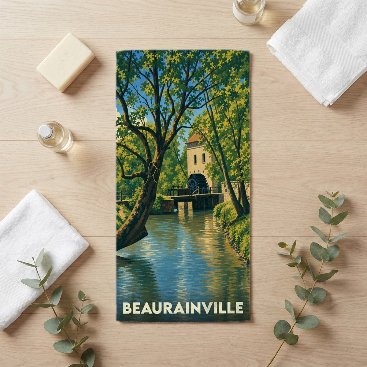 Serviette de bain 30 cm x 60 cm souvenir de Beaurainville