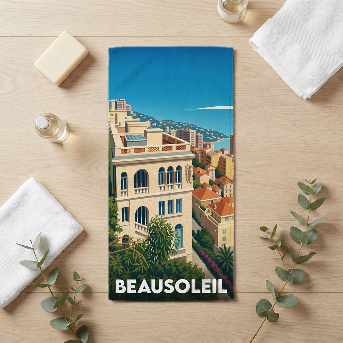 Serviette de bain 30 cm x 60 cm souvenir de Beausoleil