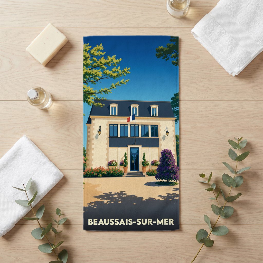 Serviette de bain 30 cm x 60 cm souvenir de Beaussais-sur-Mer