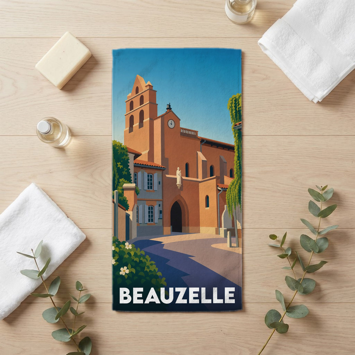 Serviette de bain 30 cm x 60 cm souvenir de Beauzelle