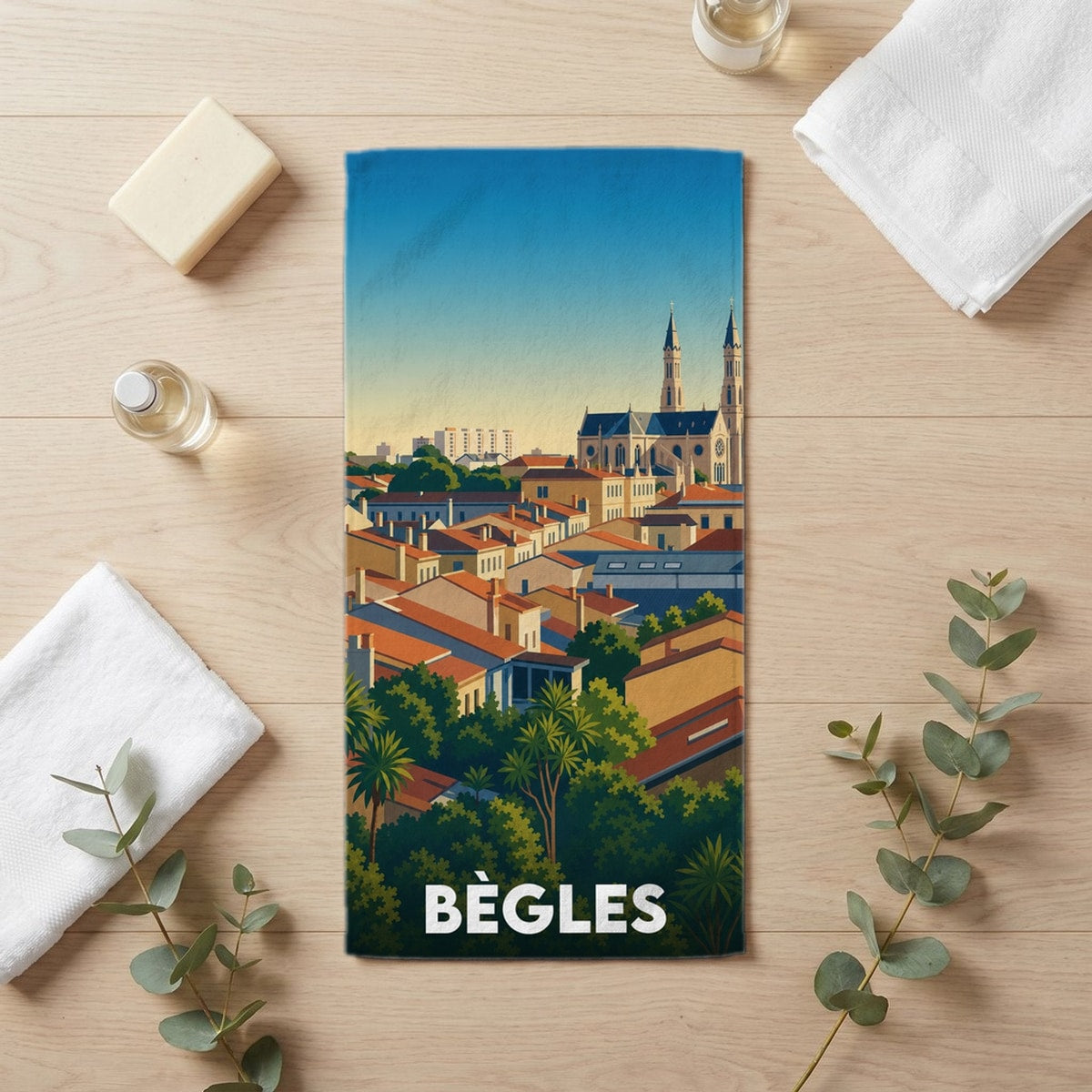 Serviette de bain 30 cm x 60 cm souvenir de Bègles