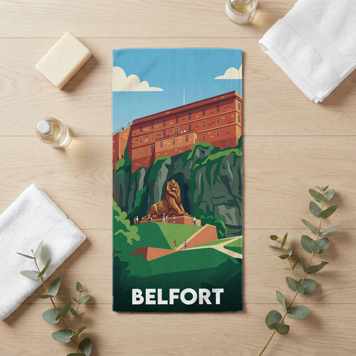 Serviette de bain 30 cm x 60 cm souvenir de Belfort