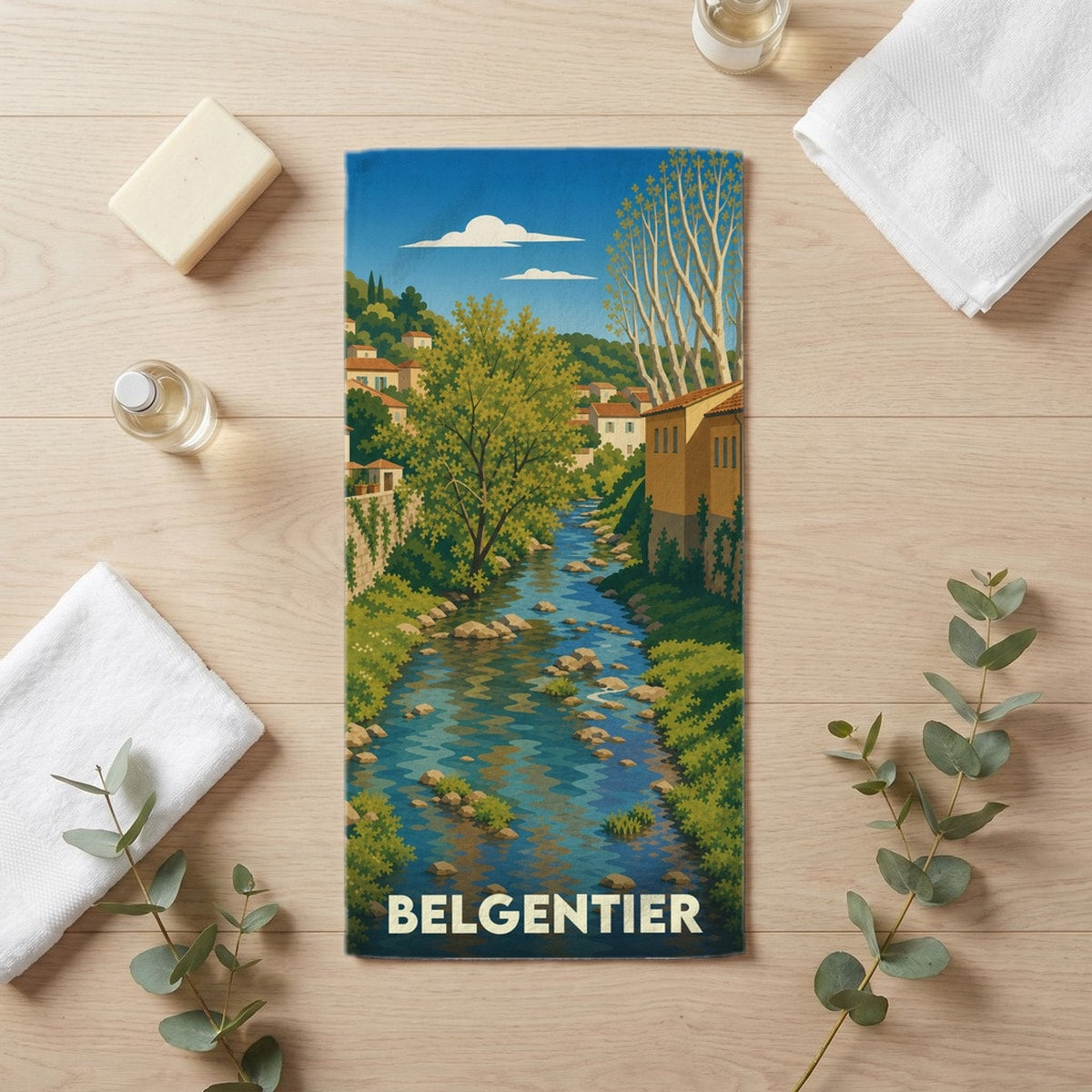 Serviette de bain 30 cm x 60 cm souvenir de Belgentier