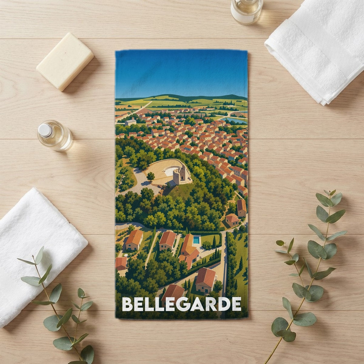 Serviette de bain 30 cm x 60 cm souvenir de Bellegarde