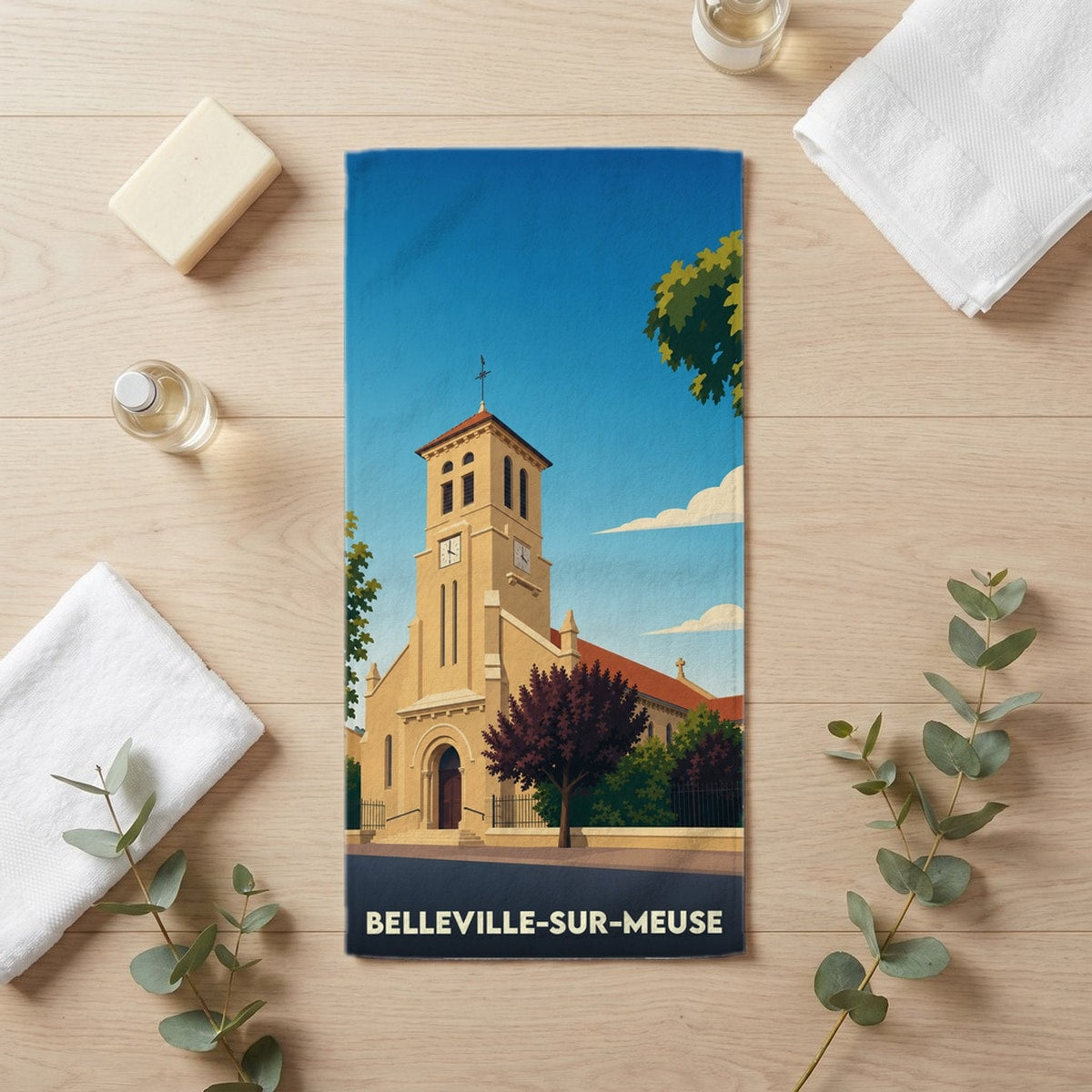 Serviette de bain 30 cm x 60 cm souvenir de Belleville-sur-Meuse