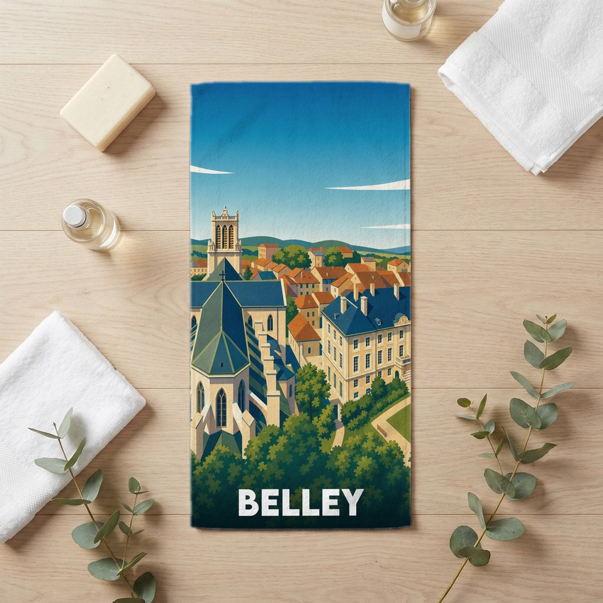 Serviette de bain 30 cm x 60 cm souvenir de Belley