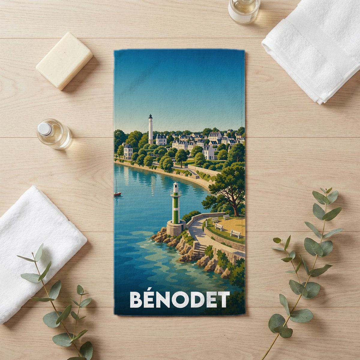 Serviette de bain 30 cm x 60 cm souvenir de Bénodet