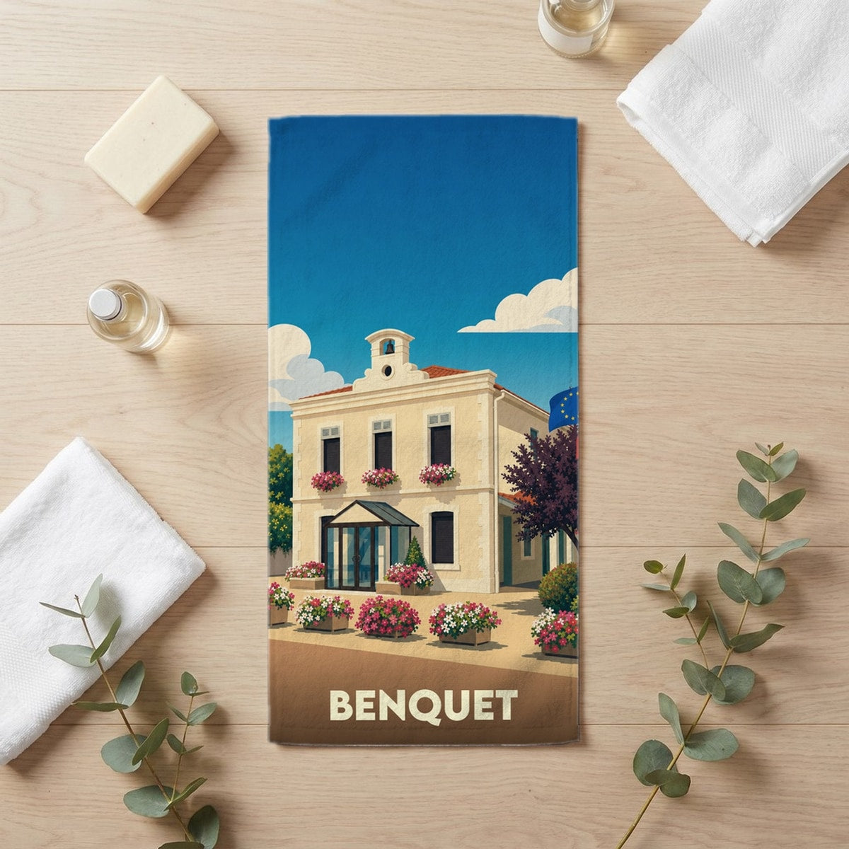 Serviette de bain 30 cm x 60 cm souvenir de Benquet
