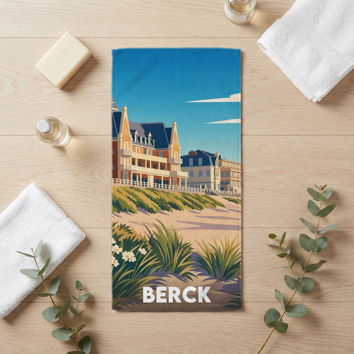Serviette de bain 30 cm x 60 cm souvenir de Berck