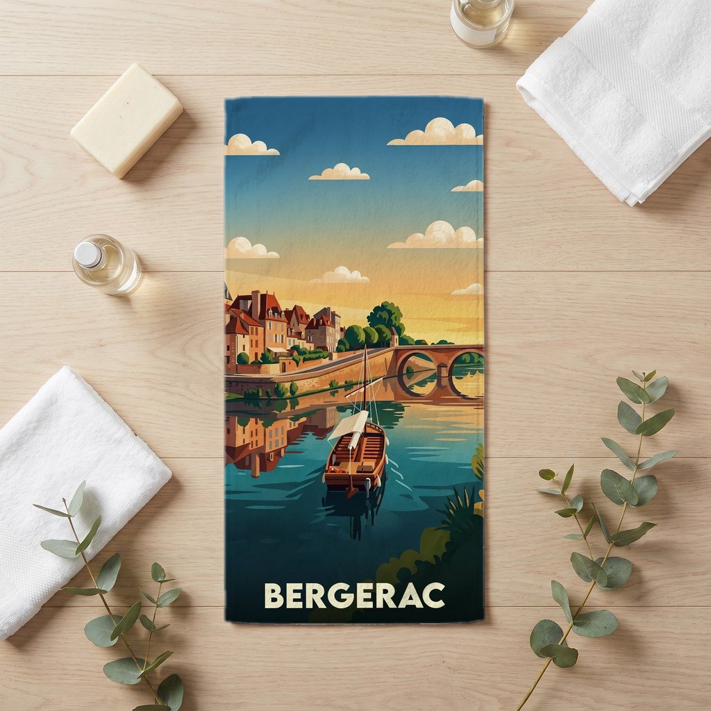 Serviette de bain 30 cm x 60 cm souvenir de Bergerac