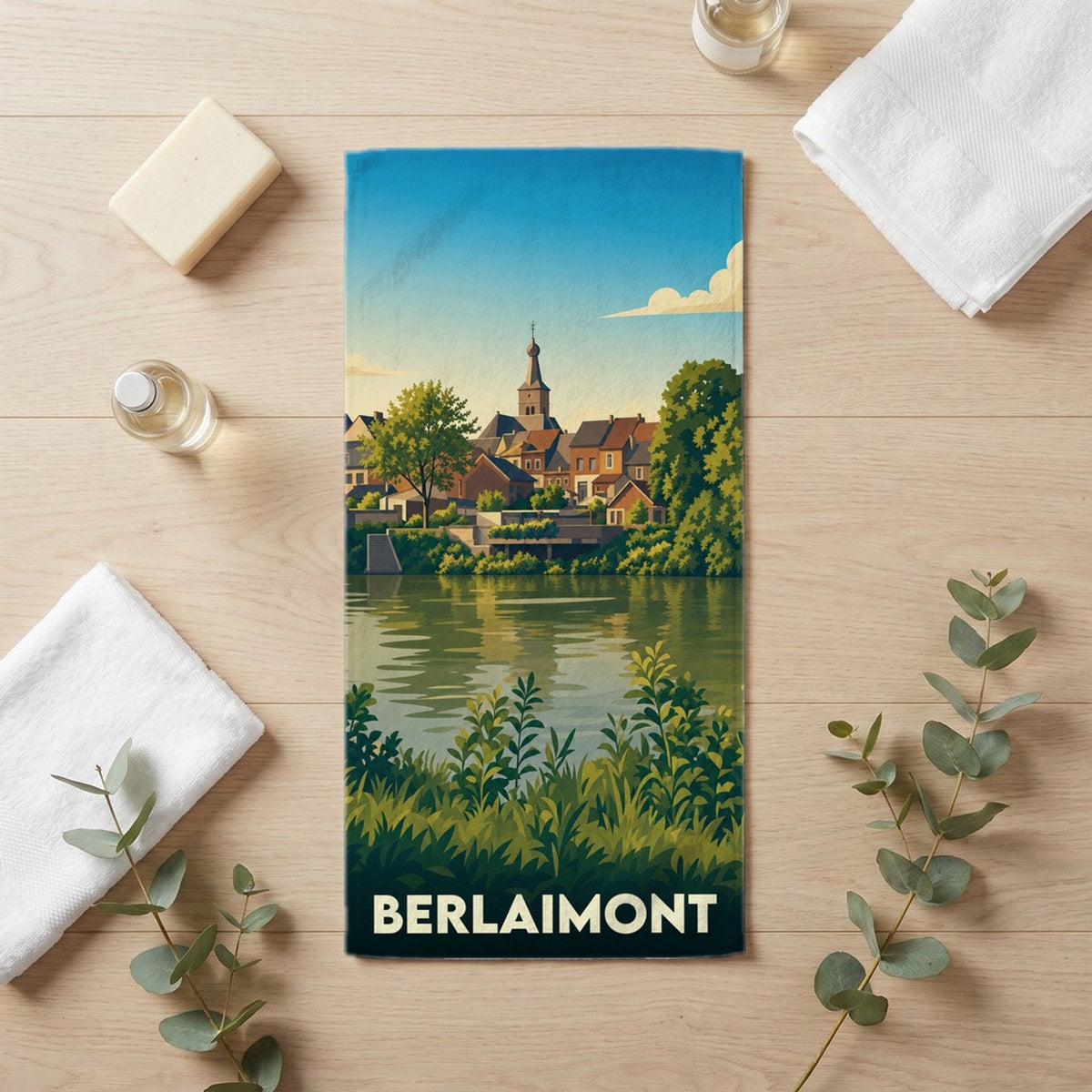 Serviette de bain 30 cm x 60 cm souvenir de Berlaimont