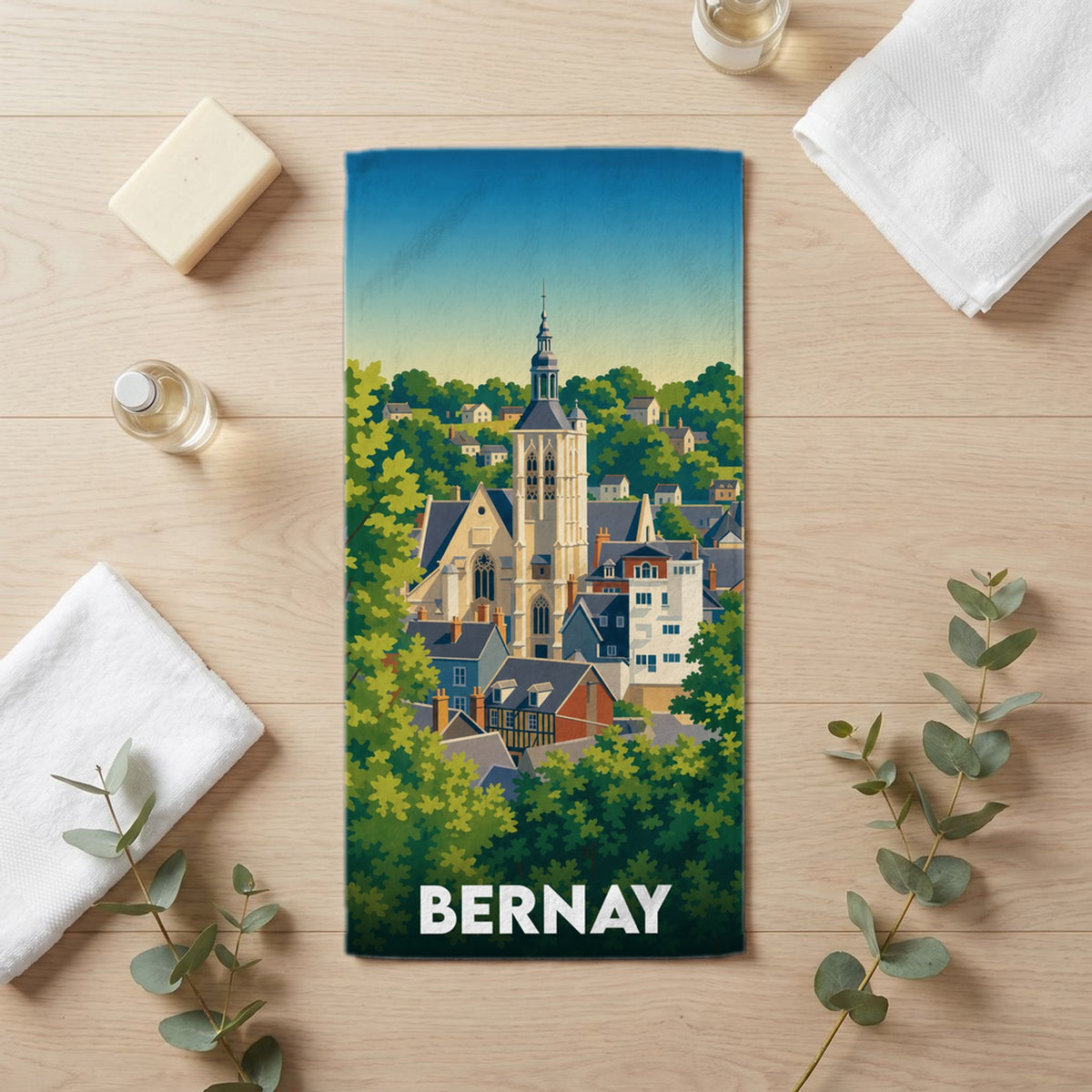 Serviette de bain 30 cm x 60 cm souvenir de Bernay