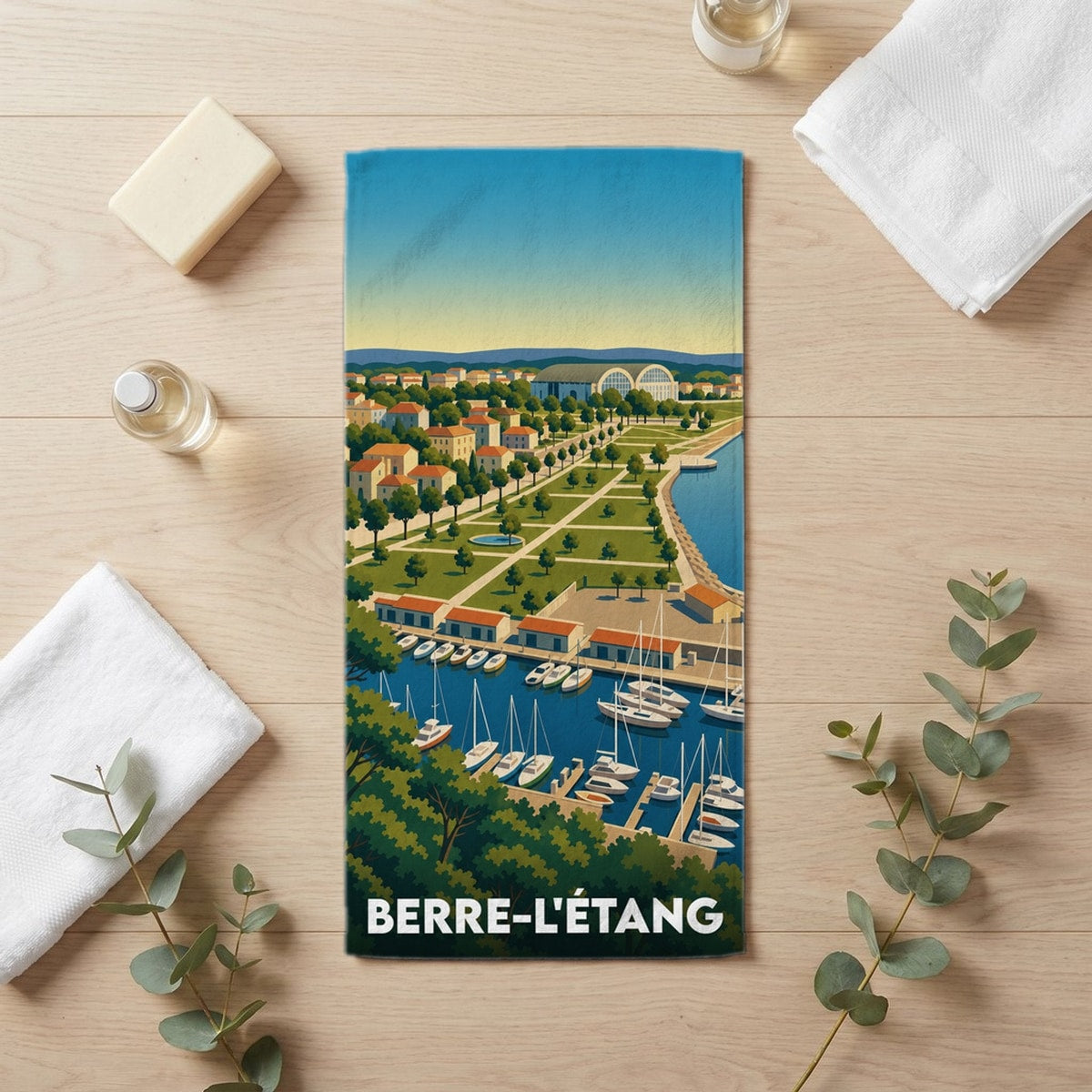 Serviette de bain 30 cm x 60 cm souvenir de Berre-l'Étang