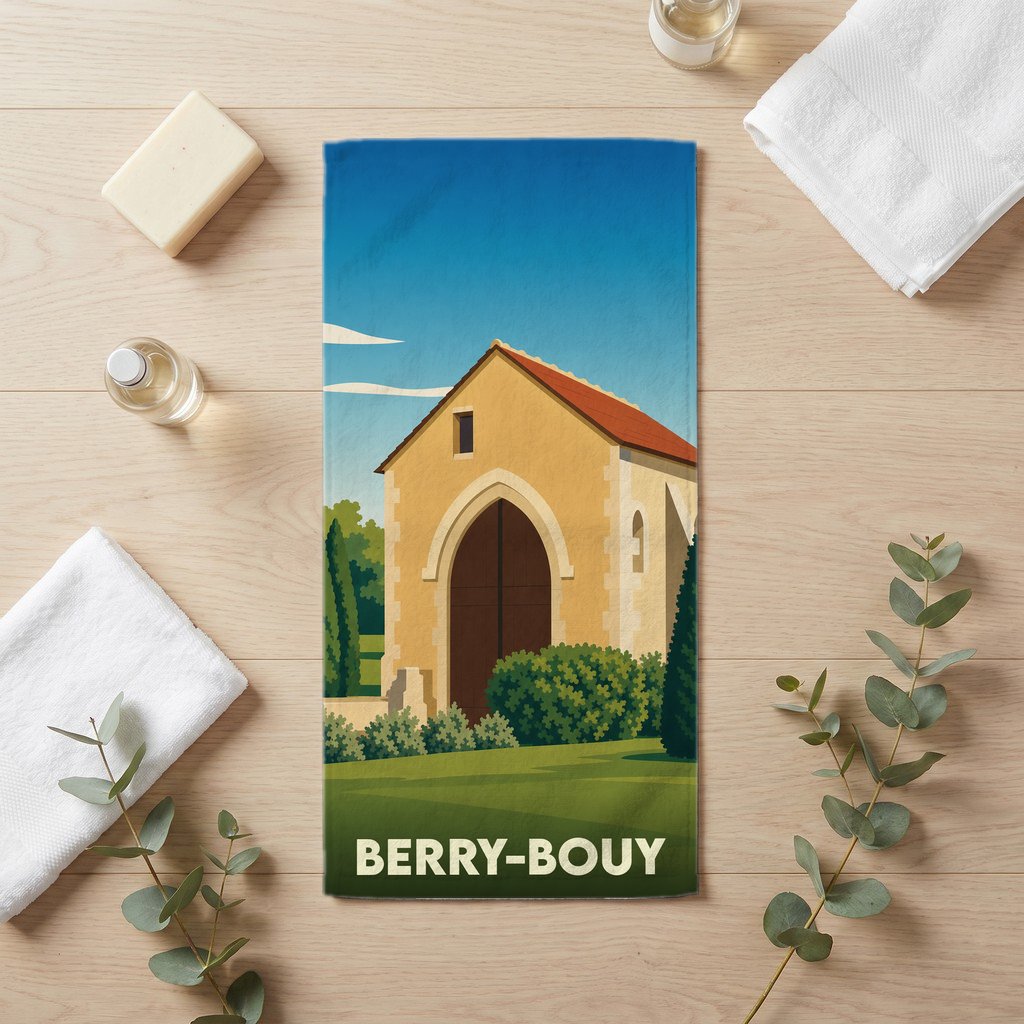 Serviette de bain 30 cm x 60 cm souvenir de Berry-Bouy