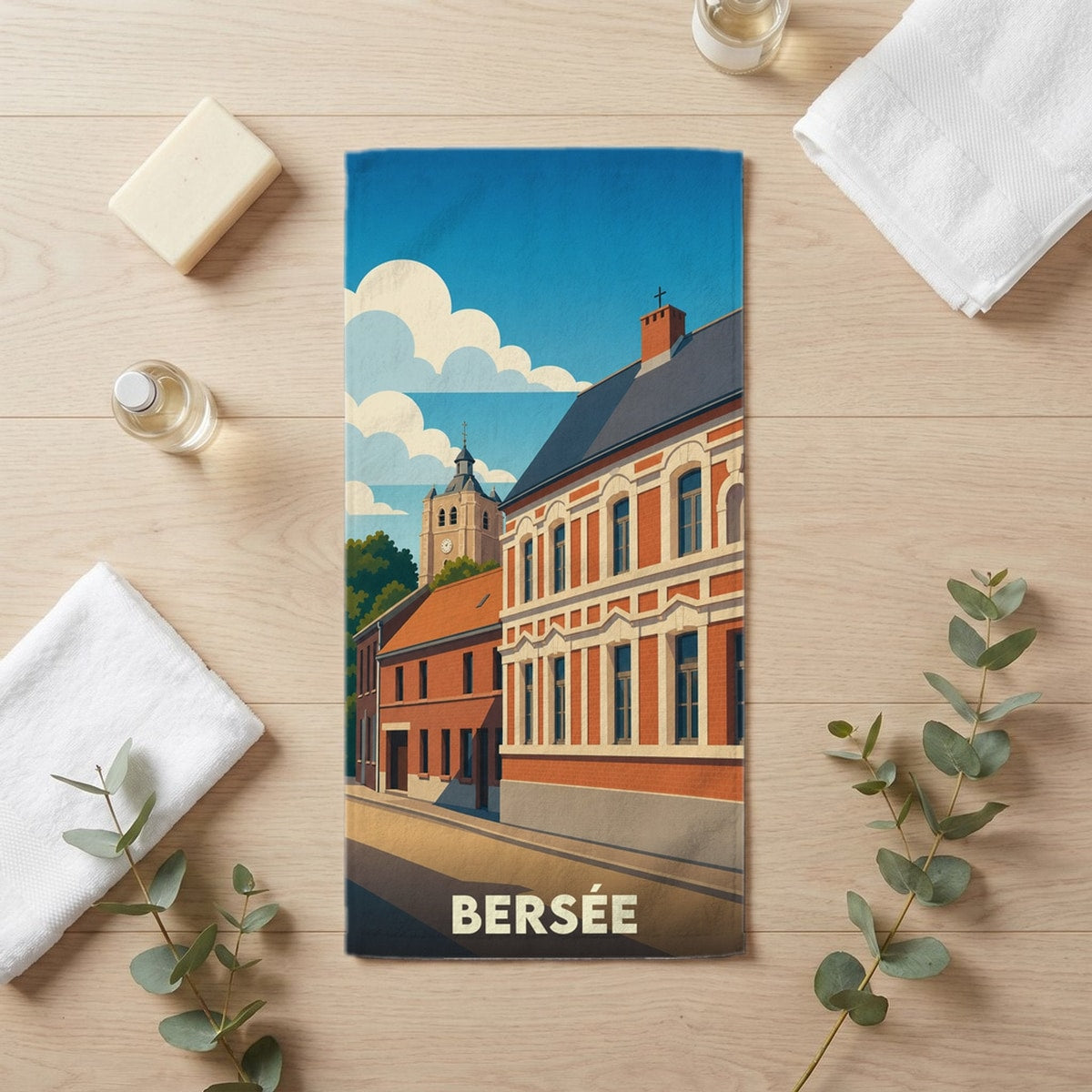 Serviette de bain 30 cm x 60 cm souvenir de Bersée