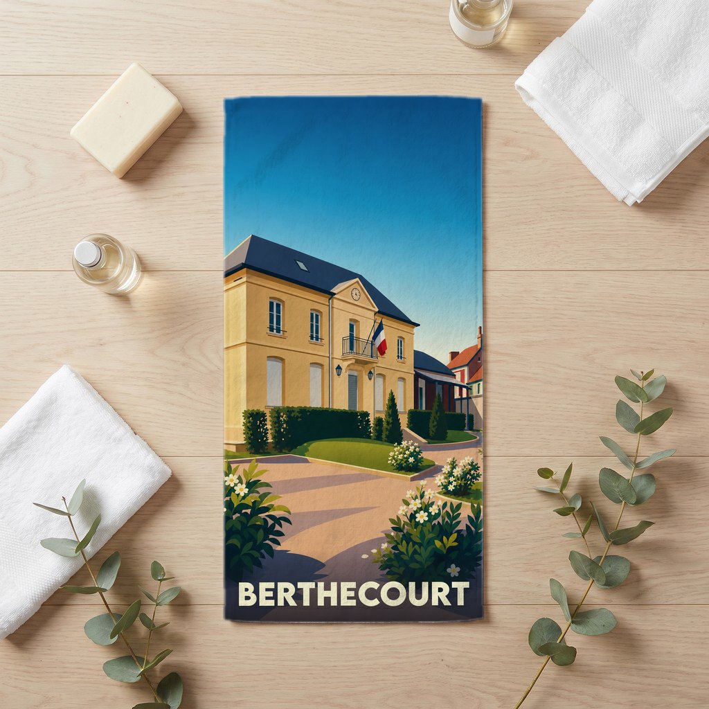 Serviette de bain 30 cm x 60 cm souvenir de Berthecourt