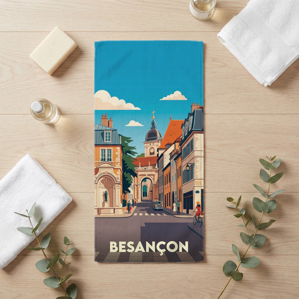 Serviette de bain 30 cm x 60 cm souvenir de Besançon