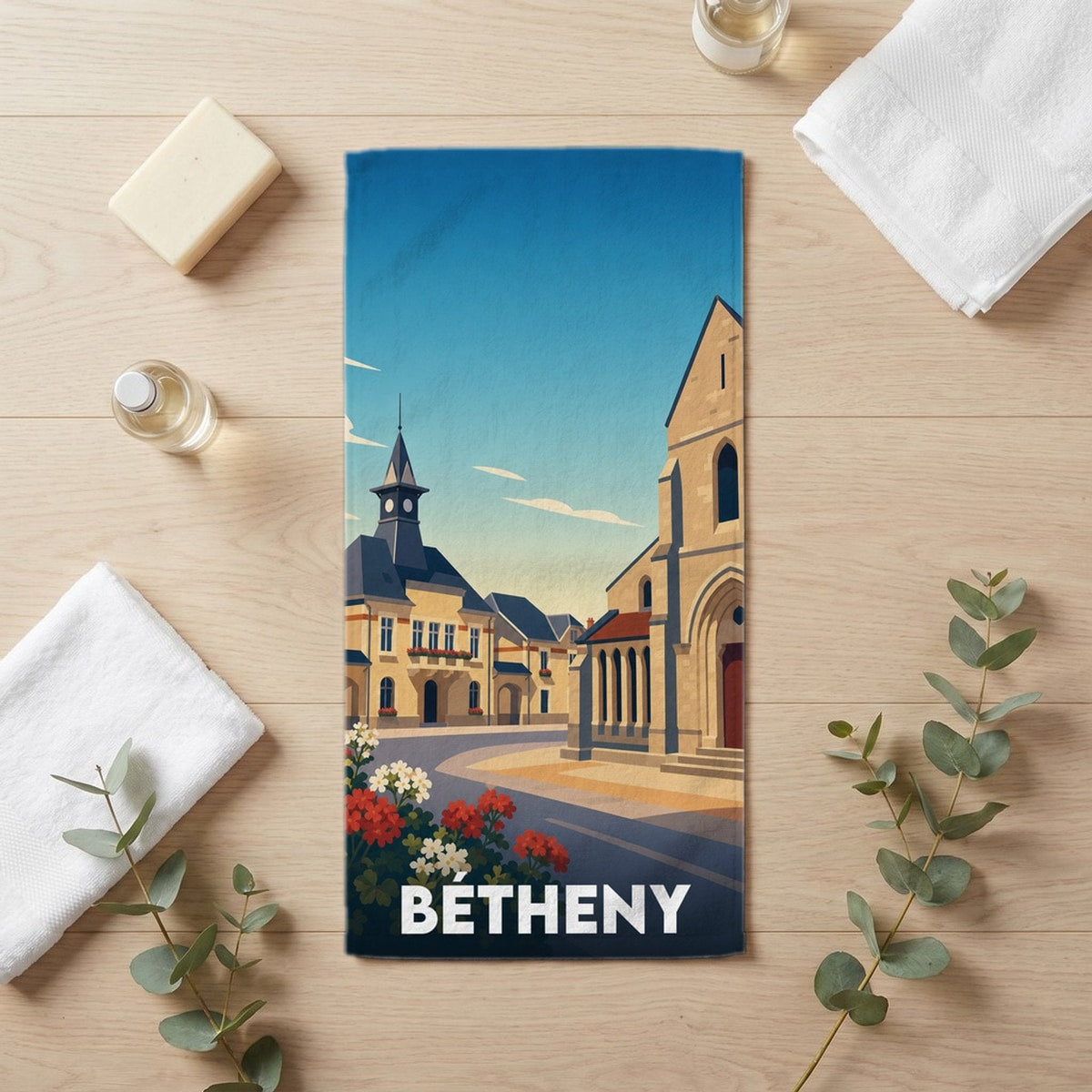 Serviette de bain 30 cm x 60 cm souvenir de Bétheny